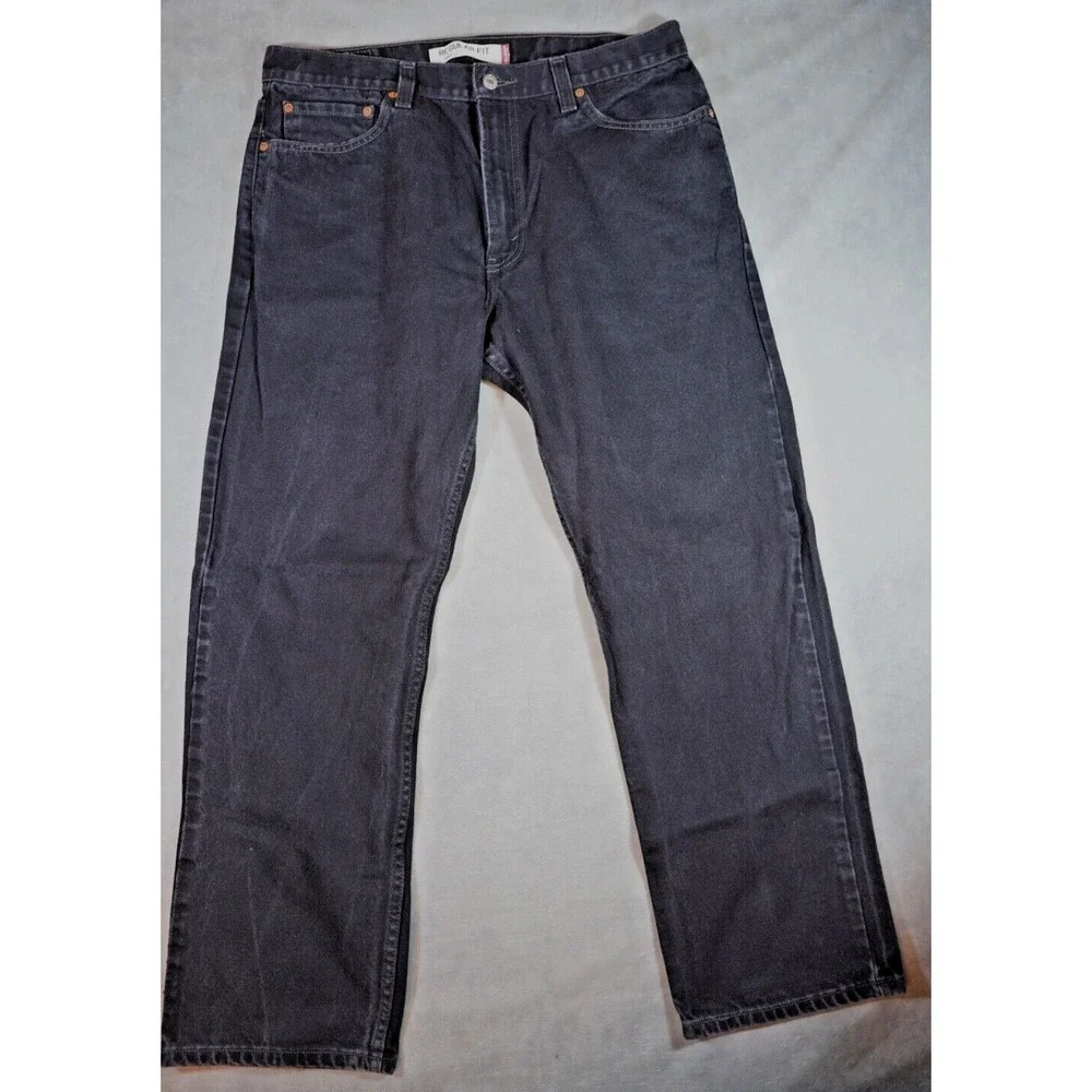 Levis 505 Jeans Mens‎ Size 36 x 30 Black Cotton Denim Straight Fit